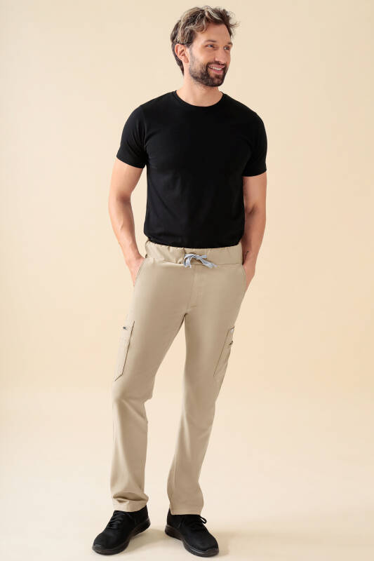 KAERE Pantalon Homme - avec poches cargo sable