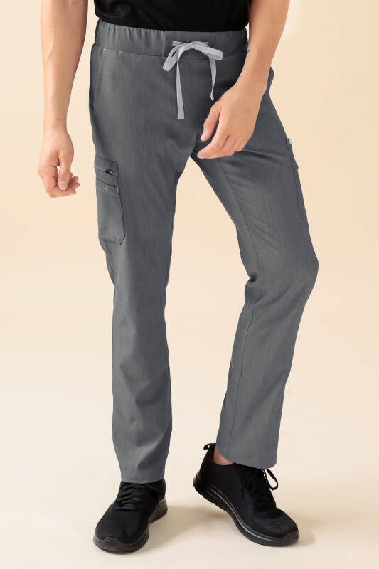 KAERE Pantalon Homme - avec poches cargo gris chiné