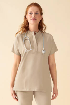 KAERE Tunique Femme - Col officier sable