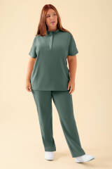 KAERE Tunique Femme - Col officier vert foncé