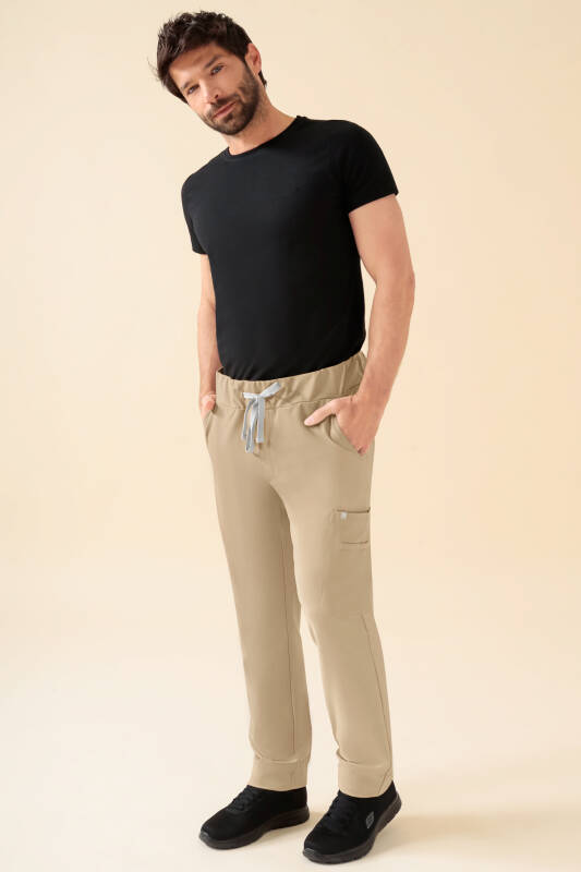 KAERE Pantalon Homme - avec poches cargo Taille courte sable