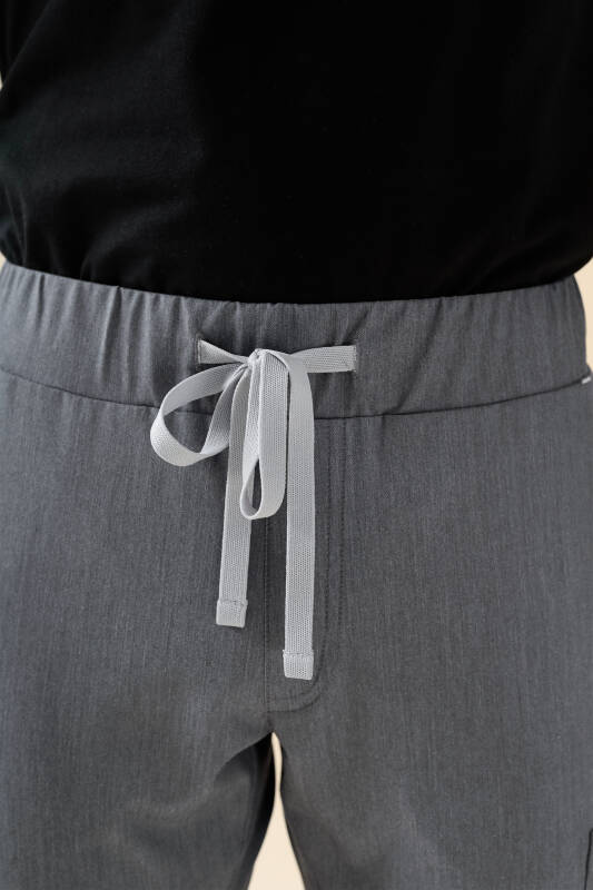 KAERE Pantalon Homme - avec poches cargo Taille courte gris chiné