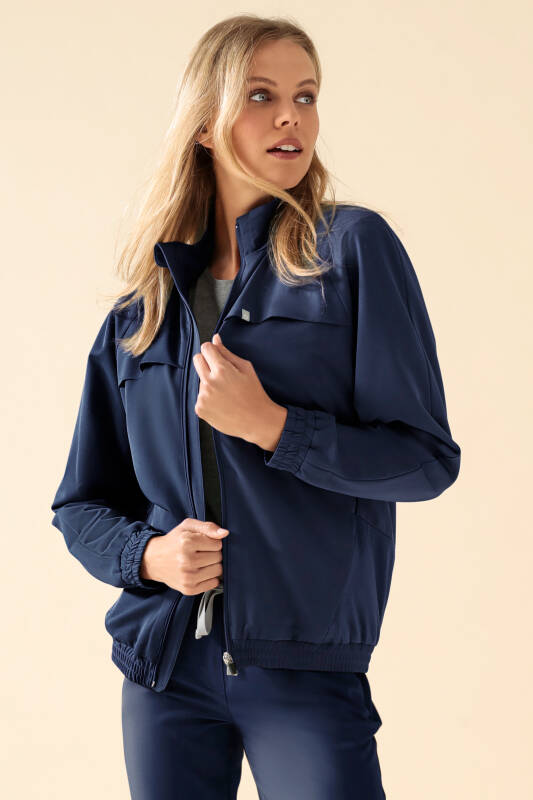 KAERE Veste blouson Femme - Poignet élastiqué bleu navy