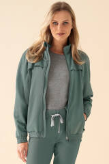 KAERE Veste blouson Femme - Poignet élastiqué vert foncé
