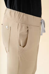 KAERE Pantalon Homme - ourlets côtelés et sans poches cargo sable
