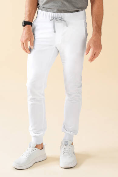 KAERE Pantalon Homme - ourlets côtelés et sans poches cargo blanc