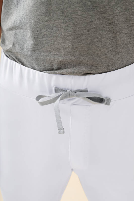 KAERE Pantalon Femme - avec poches cargo et ourlets côtelés Taille courte  blanc