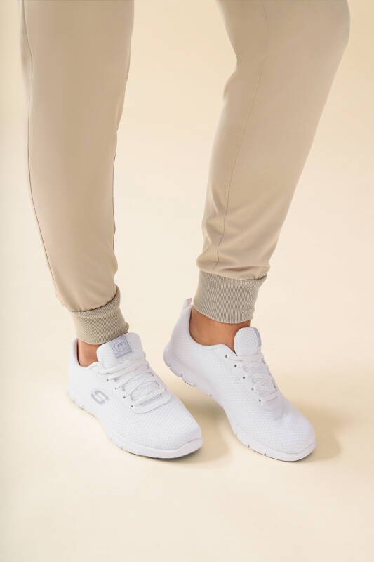 KAERE Pantalon Femme - ourlets côtelés et sans poches cargo sable