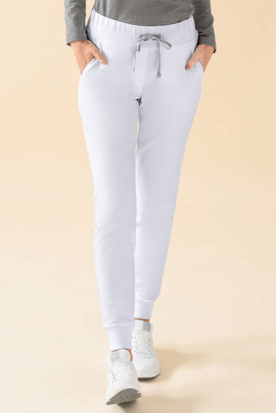 KAERE Pantalon Femme - ourlets côtelés et sans poches cargo blanc
