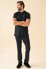 KAERE Tunique Homme - Col officier noir