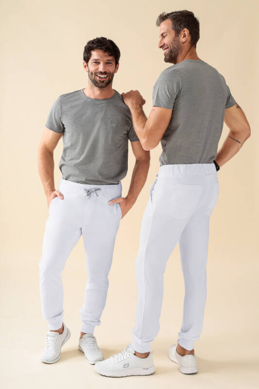 KAERE Pantalon Homme - ourlets côtelés Taille courte et sans poches cargo  blanc