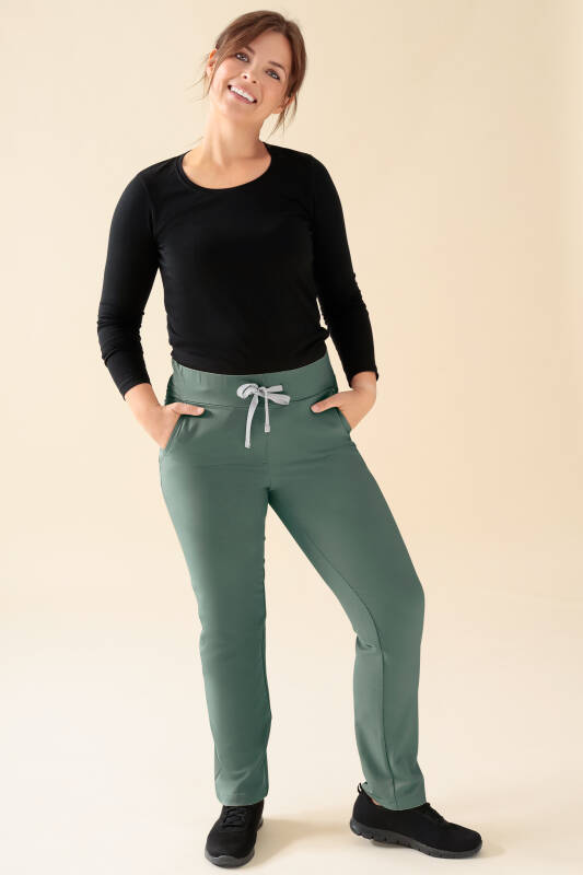 KAERE Pantalon Femme - Taille courte et sans poches cargo vert foncé
