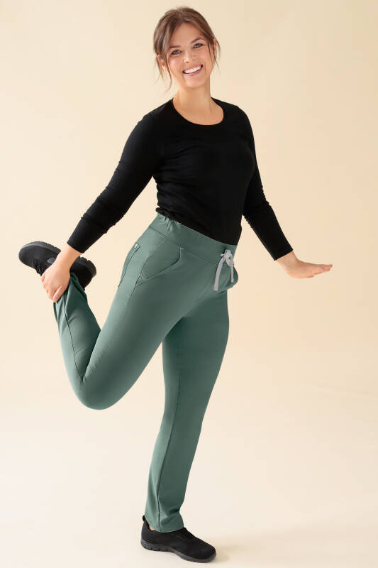KAERE Pantalon Femme - Taille courte et sans poches cargo vert foncé