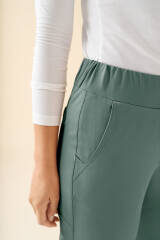 KAERE Pantalon Femme - Taille courte et sans poches cargo vert foncé