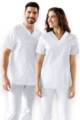 Uniseks-tuniek - V-hals wit