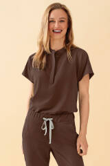 KAERE Tunique Femme - Col officier coffee