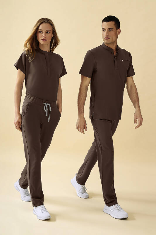 KAERE Tunique Femme - Col officier coffee