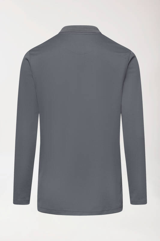 COMFY FLEX stretch longsleeve heren - polokraag steengrijs