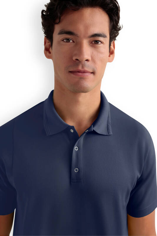 Polo Schlupfkasack Herren - Double Face Piqué navy
