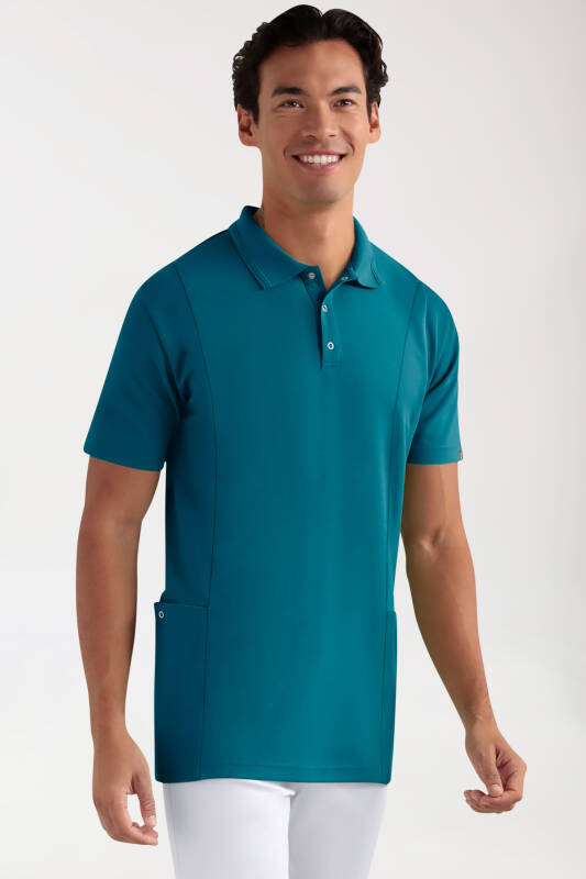 COMFY FLEX Tunique Stretch Homme - Col polo pétrole