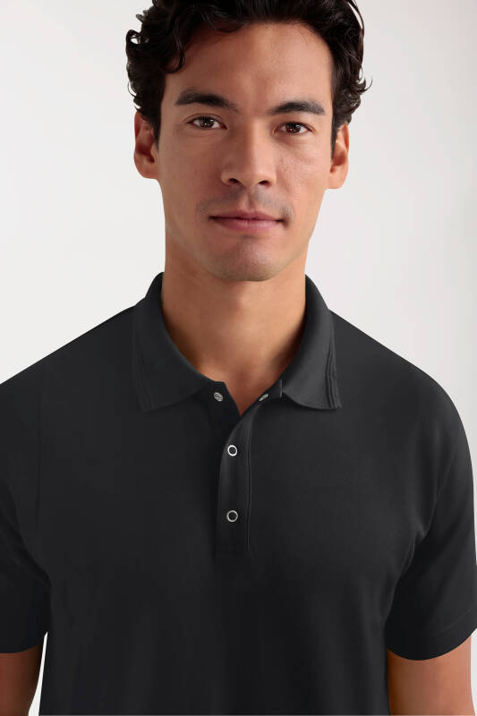 COMFY FLEX Tunique Stretch Homme - Col polo noir