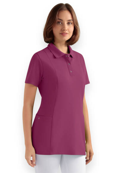Polo Schlupfkasack Damen - Double Face Piqué berry