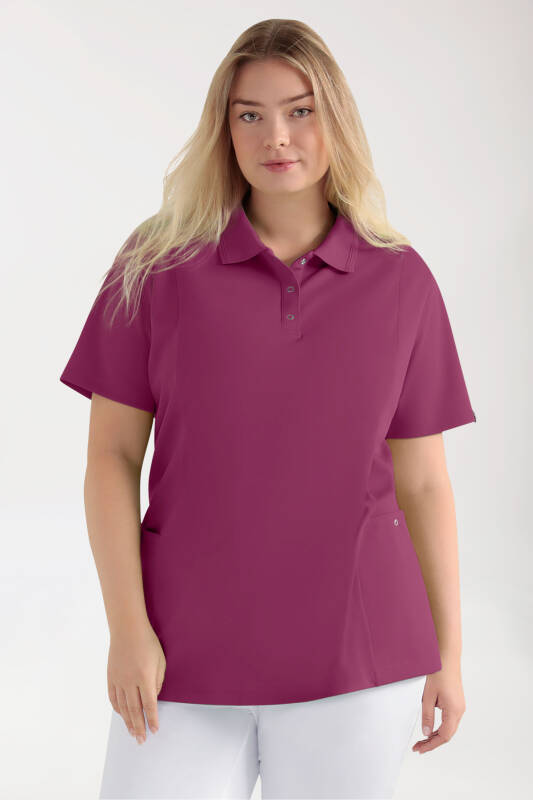 COMFY FLEX Stretch Schlupfkasack Damen - Polokragen berry