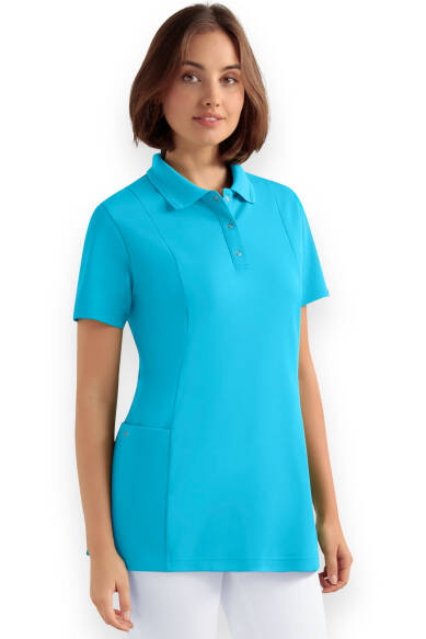 polo oversteektuniek dames - doubleface piqué turquoise