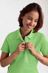 COMFY FLEX Stretch Schlupfkasack Damen - Polokragen apfelgrün