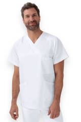 LA tunique médicale homme - Décolleté V blanc