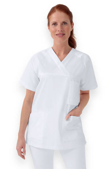 LA tunique médicale femme - Décolleté V blanc