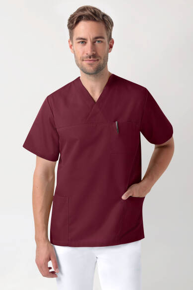 Stretch Schlupfkasack Herren - V-Ausschnitt bordeaux