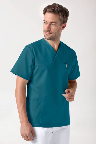 Stretch Schlupfkasack Herren - V-Ausschnitt petrol