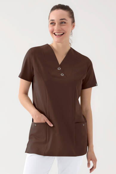 COMFY FLEX Tunique Stretch Femme - Boutons-pression coffee