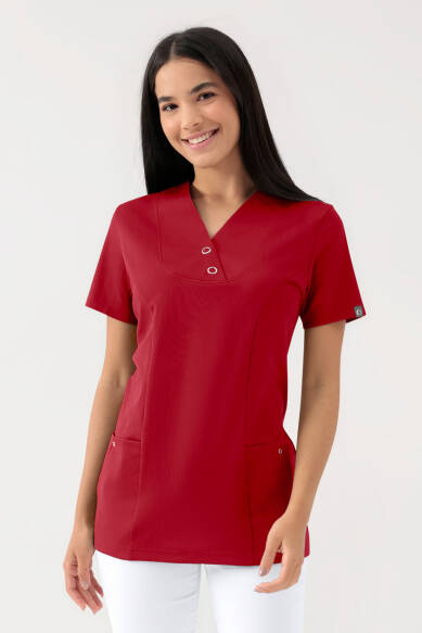 COMFY FLEX Stretch Schlupfkasack Damen - mit Druckknöpfen rot