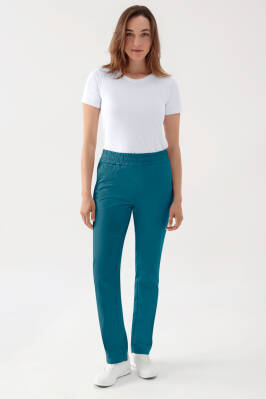 Pantalon Stretch mixte - Ceinture élastiquée pétrole