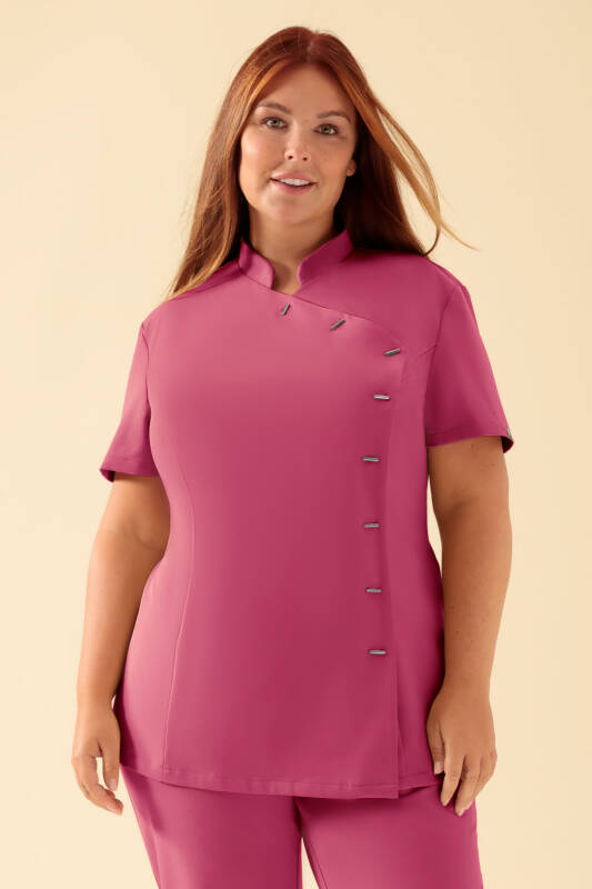 KAERE Kasack Damen - asymmetrische Knopfleiste rosenholz