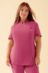 KAERE Kasack Damen - asymmetrische Knopfleiste rosenholz