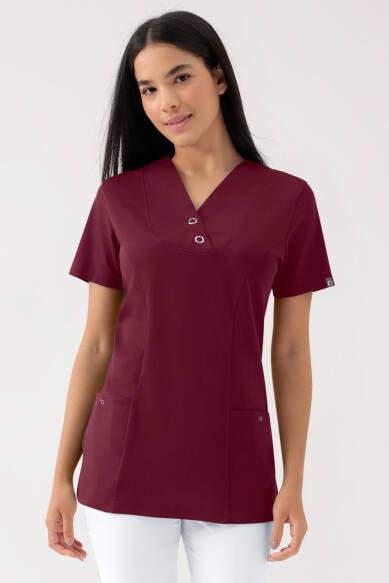 COMFY FLEX Stretch Schlupfkasack Damen - mit Druckknöpfen bordeaux
