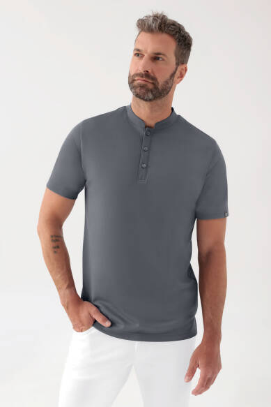 COMFY FLEX Stretch Shirt Herren - Stehkragen steingrau