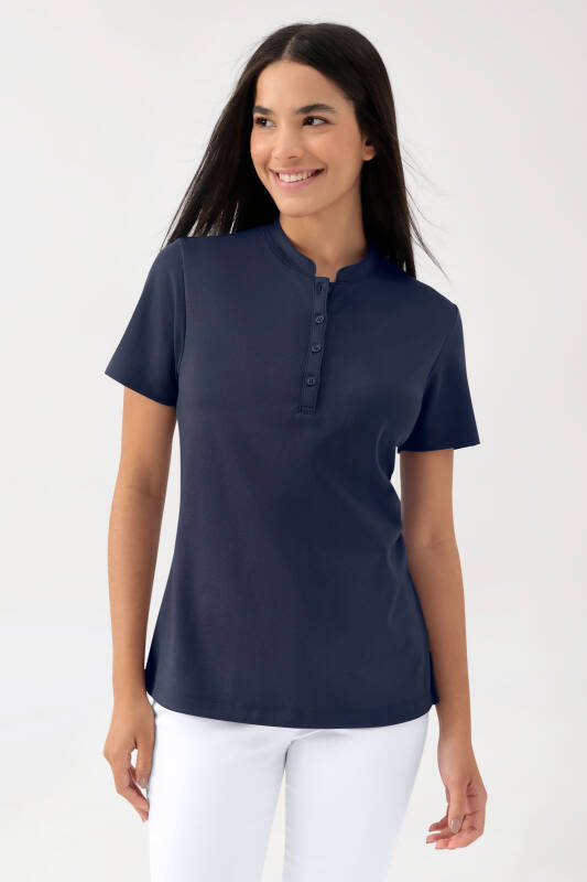 COMFY FLEX Stretch Shirt Damen - Stehkragen navy