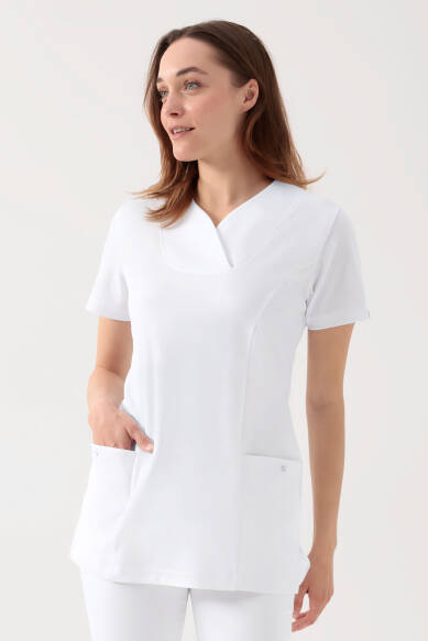 COMFY FLEX stretch oversteektuniek dames - hartvormige hals wit