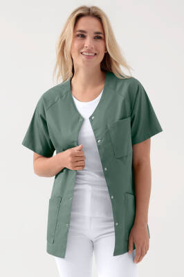 LA Blouse médicale femme - patte pressions vert foncé