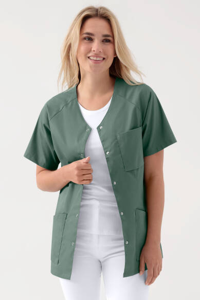 LA Blouse médicale femme - patte pressions vert foncé