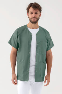 LA Blouse médicale homme - patte pressions vert foncé