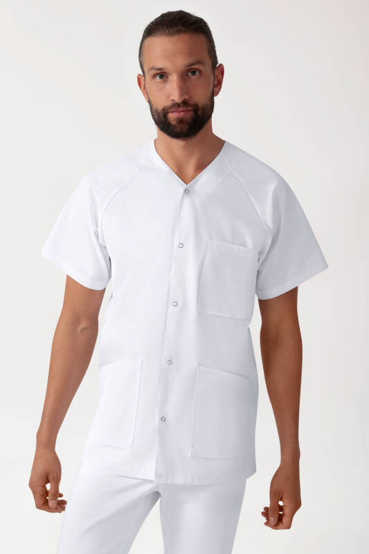 Kasack Herren - Druckknopfleiste weiß