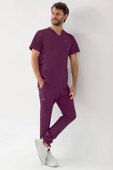 GREEN Tunique Stretch Homme - Décolleté V prune