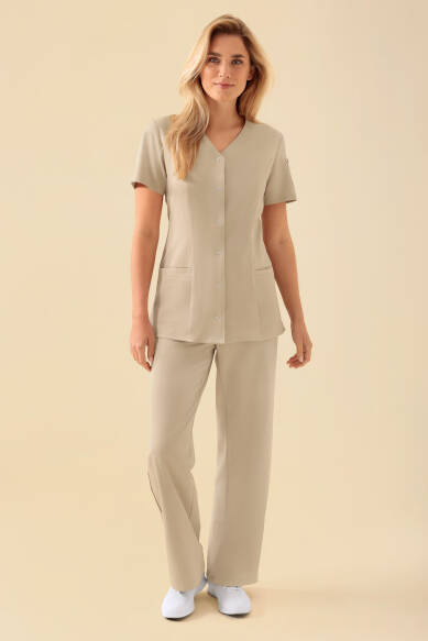 KAERE tuniek dames - drukknoopsluiting zand