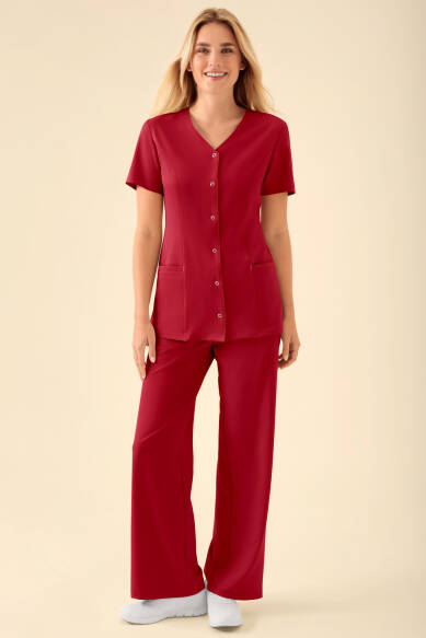 KAERE Blouse Femme - Patte de boutonnage rouge