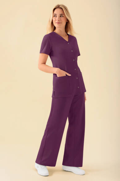 KAERE tuniek dames - drukknoopsluiting pruimen